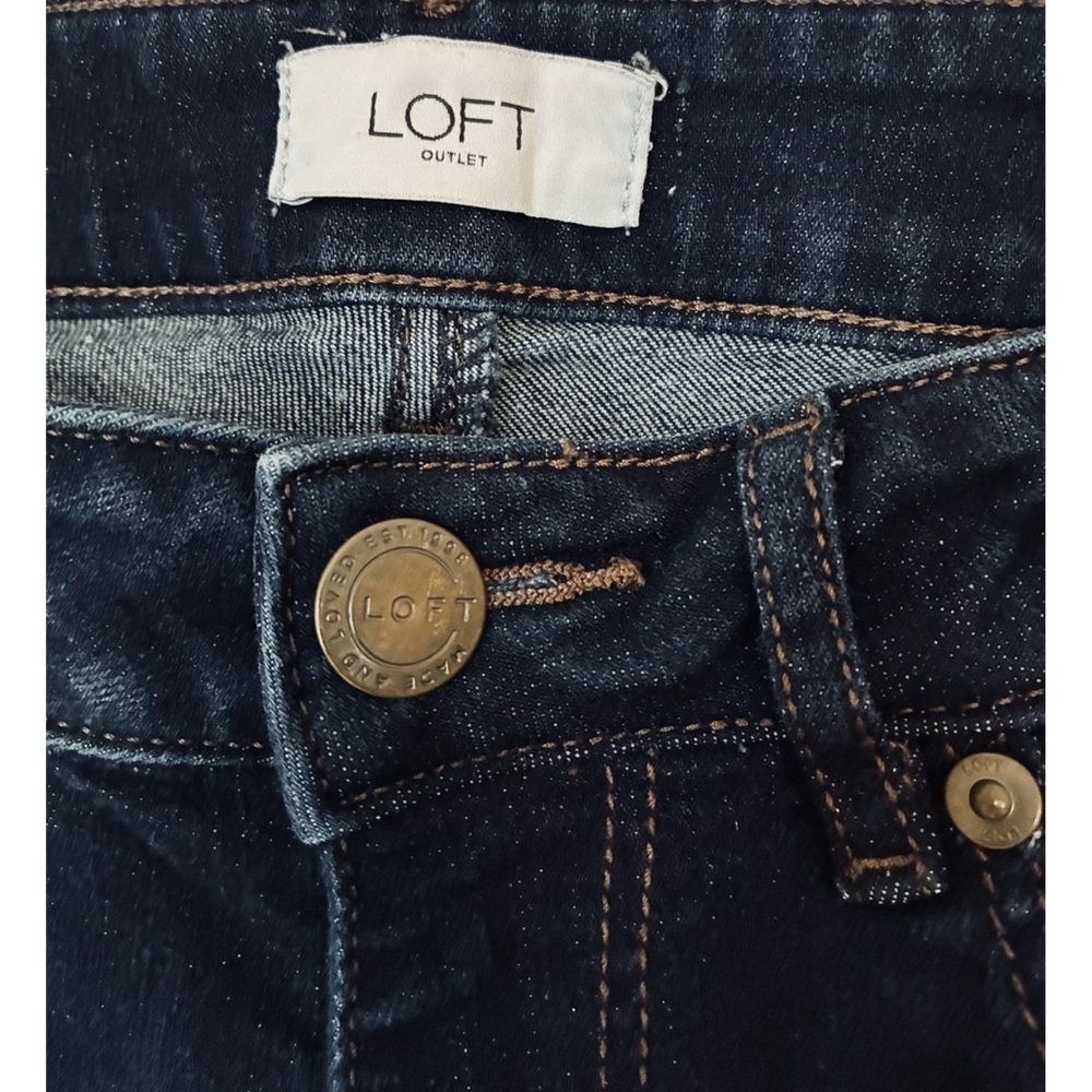 Ann Taylor LOFT Outlet Dark Wash Indigo Blue Mid Rise Skinny Curvy Jeans 6 - Picture 6 of 9